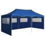 vidaXL Сгъваема парти шатра с 4 странични стени 3х6 м стомана синя(SKU:48865