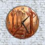 Стенен Часовник - Арт Дървени Хора С Цигулки На ЖП Линии