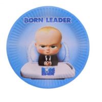Бебе Бос Boss Baby born leader 10 малки парти чинии картонени, снимка 1 - Чинии - 45793696