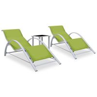 310540 vidaXL Sun Loungers 2 pcs with Table Aluminium Green(SKU:310540, снимка 1 - Градински мебели, декорация  - 45384968