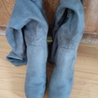 сиви велурени ботуши тип чизми , снимка 1 - Дамски ботуши - 45101500