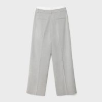 Елегантен широк крачол сив панталон с контрастен бял колан вътрешна вложка , снимка 4 - Панталони - 45438577