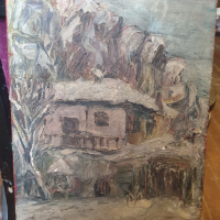 Стара Картина Масло Платно 1969г. Подписана За Реставриране, снимка 2 - Други ценни предмети - 44938066
