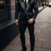 Мъжки костюм черно размер XL, снимка 1 - Костюми - 45462917