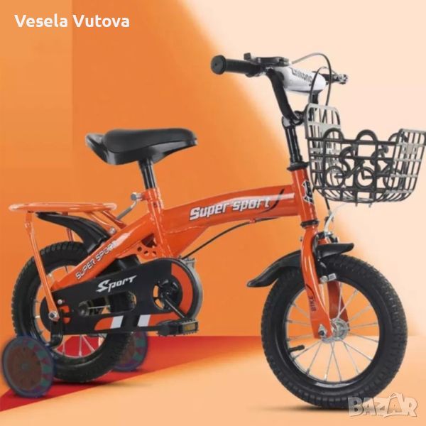 Детски велосипед с противоплъзгащи се гуми и светещи помощни колела / Цвят: Бял / Инчове: 12, снимка 1