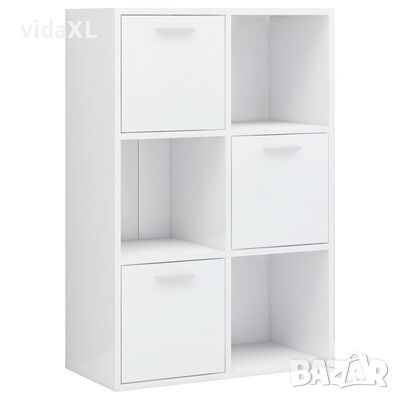 vidaXL Шкаф за съхранение, бял гланц, 60x29,5x90 см, ПДЧ（SKU:801140, снимка 1