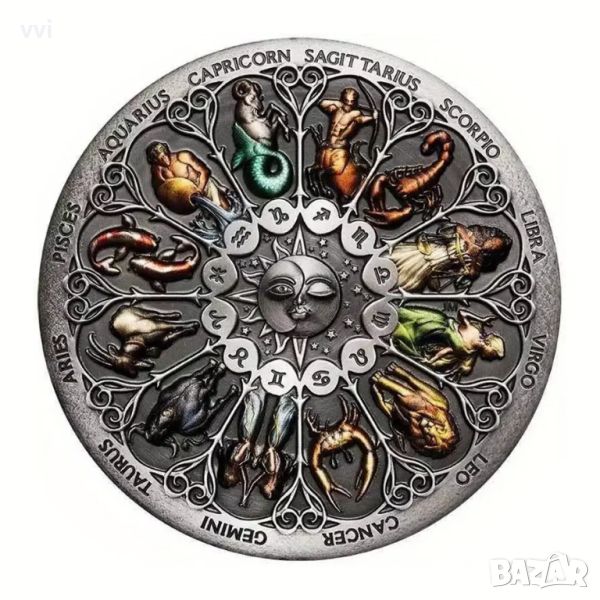 Възпоменателна монета с дванадесетте зодиакални знака, снимка 1
