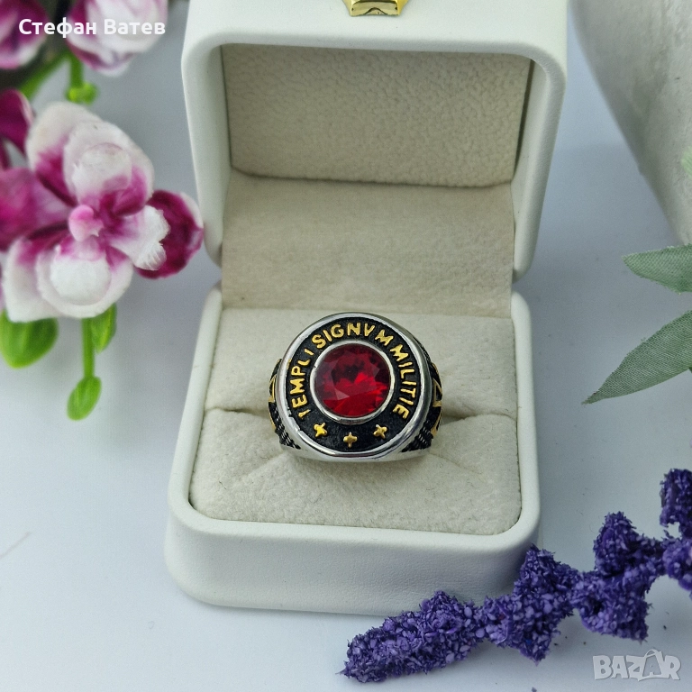 Пръстен „Templis – червен камък“, снимка 1