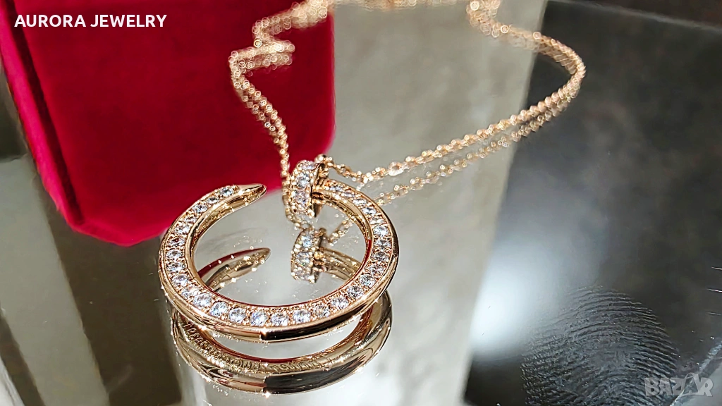 CARTIER Nail Juste un Clou Rose Gold Paved Diamonds Дамско Колие Пирон, снимка 1