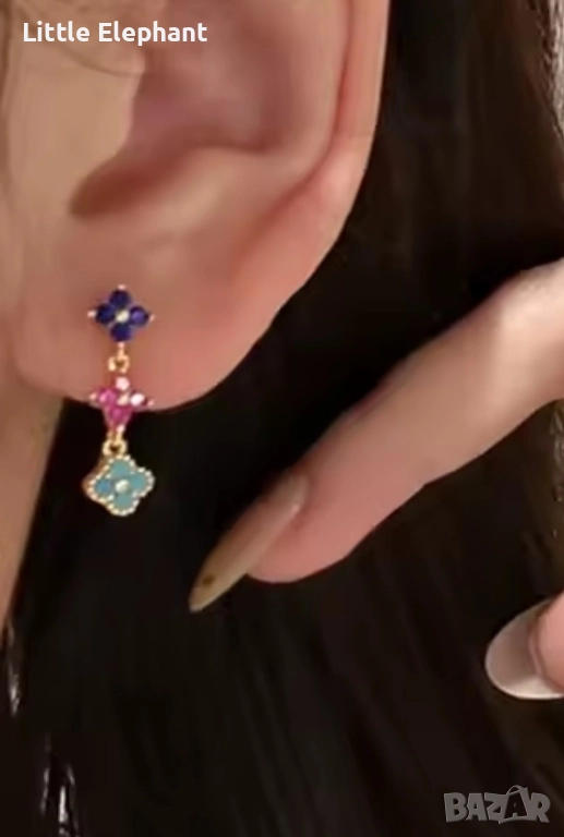 Pre order Сребърни висящи обеци бранд,gold,multicoloured cristals,колекция"Famous"/нови, снимка 1