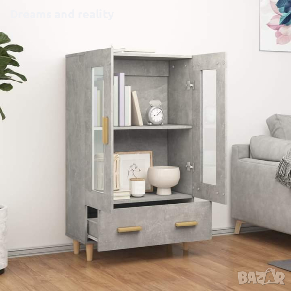 Висок шкаф, бетонно сив, снимка 1