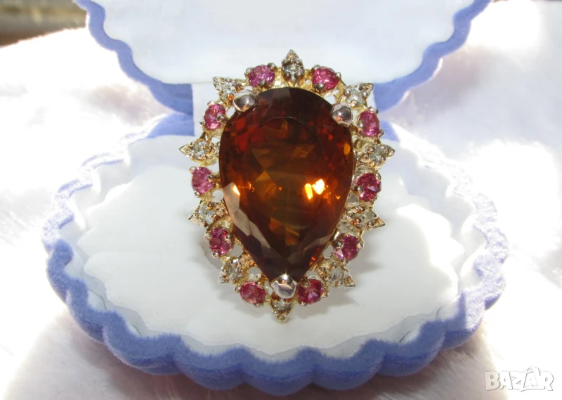 Сребърен пръстен с тъмен цитрин 19 карата, снимка 1