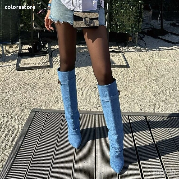 Ботуши на платформа - деним - K-40

, снимка 1