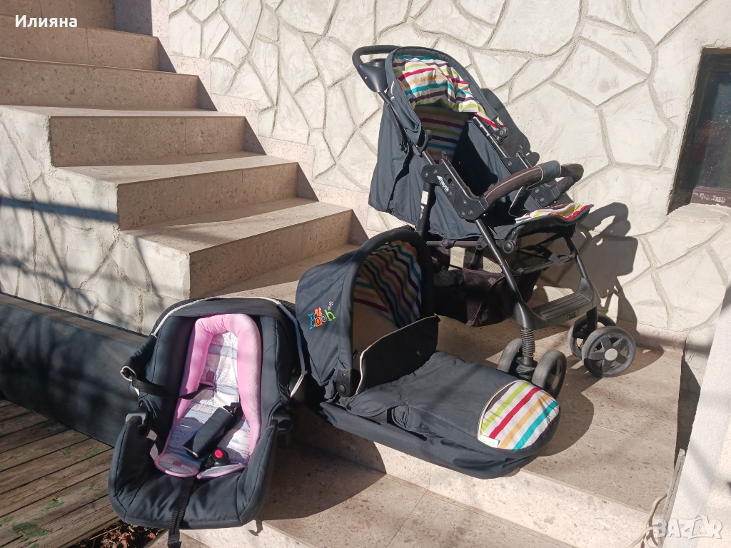 Детска количка 2 в 1 с летен и зимен кош, снимка 1
