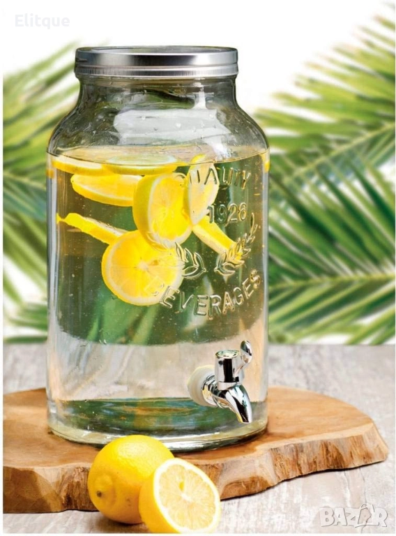 Буркан EDM с кран, прозрачен и неръждаема стомана, 5,5 литра, снимка 1