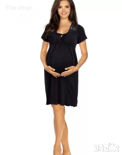 Нощница за бременни и кърмачки в черен цвят 3012 Lupoline (008), снимка 1
