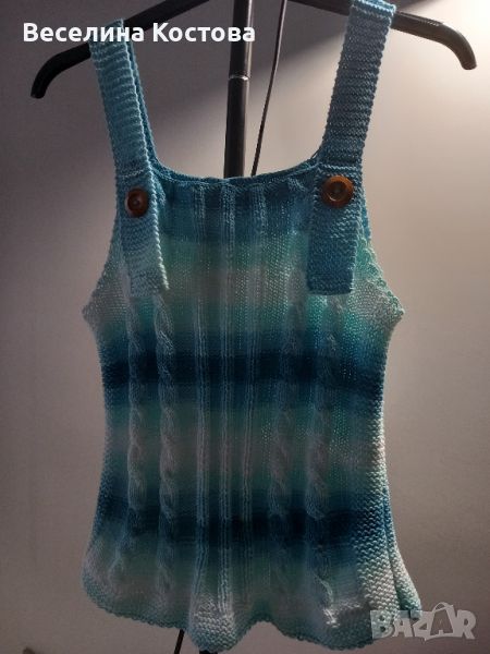 ръчно плетен дамски потник -100% памук, снимка 1