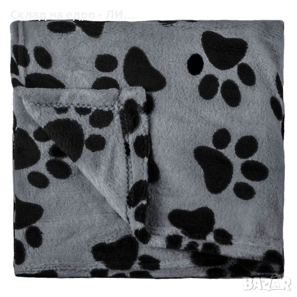 Одеяло за домашни любимци Liberta, Черни лапи, Сив, 140 x 100 см, снимка 1