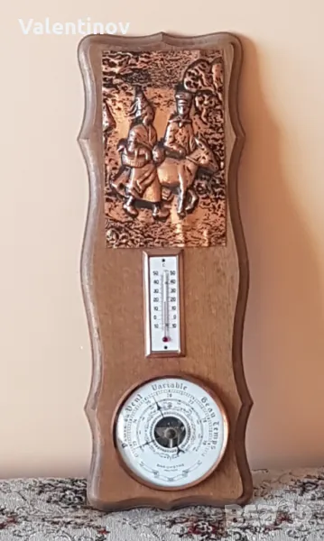 Старинен барометър плюс термометър , снимка 1