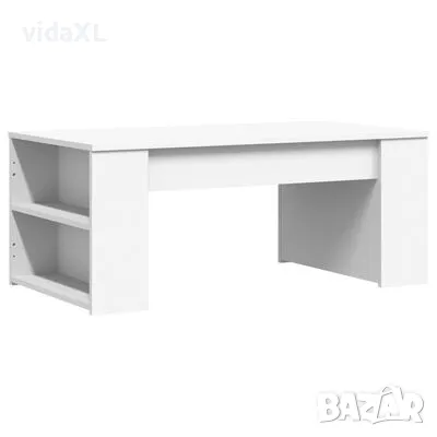 vidaXL Кафе маса, бяла, 102x55x42 см, инженерно дърво（SKU:831853, снимка 1