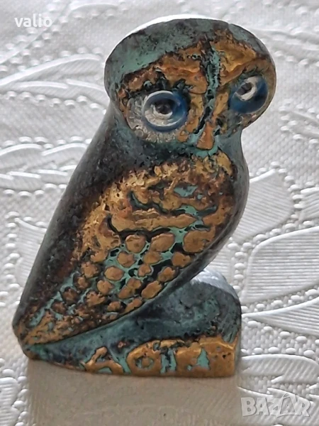 Малка бронзова статуетка на сова, снимка 1