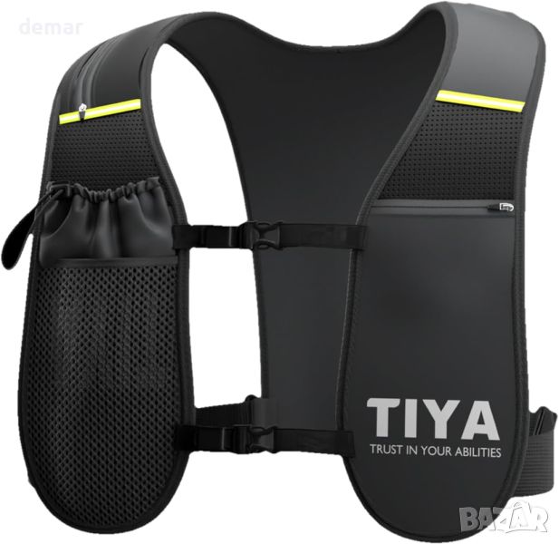 TIYA Running Hydration Vest – отделения за бутилка вода и смартфон – лека, водоустойчива, отразяваща, снимка 1