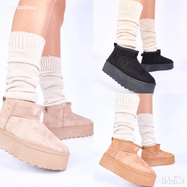 Дамски снежни боти на платформа с подплата от кожа Mouna, 3цвята , снимка 1