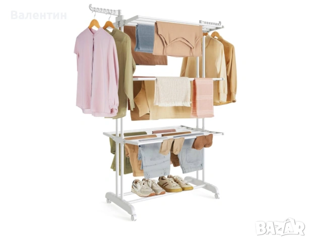 Сушилник за дрехи на колелца от неръждаема стомана , снимка 9 - Други стоки за дома - 53267586