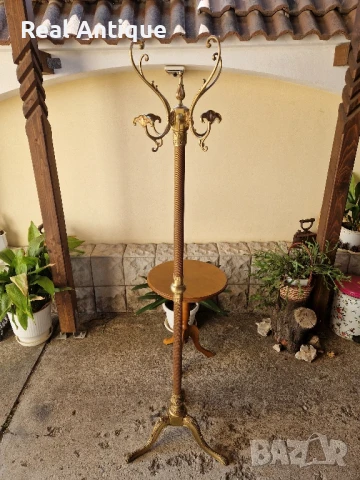 Страхотна антикварна белгийска бронзова подова закачалка , снимка 2 - Антикварни и старинни предмети - 50687326