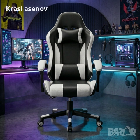 Ергономичен офис и геймърски бял стол – Максимален комфорт за гърба и врат