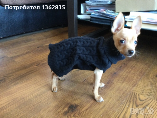 НОВ топъл черен зимен луксозен пуловер за куче от Италия S и M размер