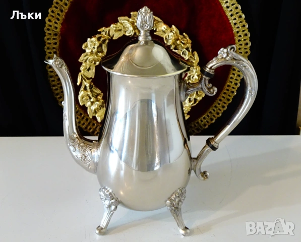 Посребрена бронзова кана,барок,като нова от вътре. , снимка 7 - Антикварни и старинни предмети - 53632227