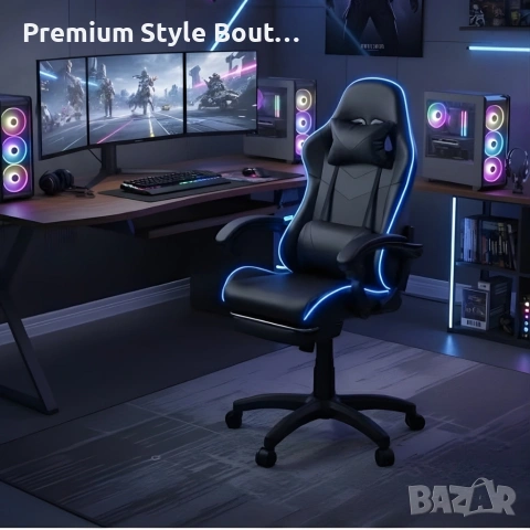 Геймърски стол премиум LED: Ергономичен комфорт със 7 цвята светлинни ефекти и релакс зона, снимка 13 - Столове - 53891949