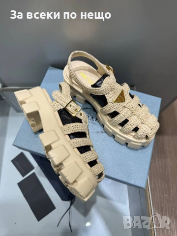 Prada Дамски Бежови Сандали Прада Код P1070, снимка 4 - Сандали - 51425493