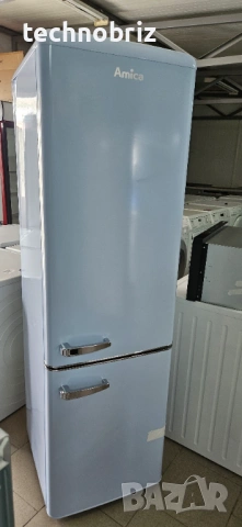 Немски ретро хладилник с фризер Amica Baby Blue - 2 ГОДИНИ ГАРАНЦИЯ, снимка 2 - Хладилници - 54137072