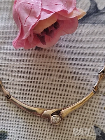 Сребърно колие с циркон, снимка 2 - Колиета, медальони, синджири - 53847063