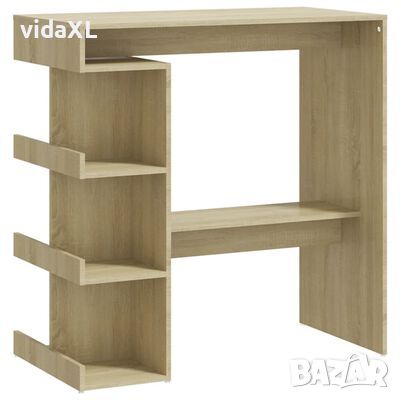 vidaXL Бар маса с шкаф за съхранение, дъб сонома, 100x50x101,5 см, ПДЧ*SKU:809452, снимка 1 - Маси - 46022418