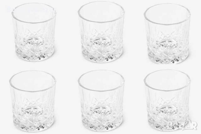 Комплект от деликатно стъкло,6 чаши и купа за лед с удобни щипки, снимка 3 - Чаши - 45034583