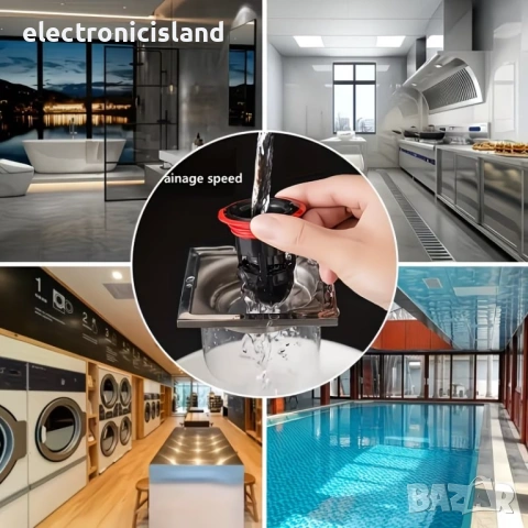 Силиконов сифон против миризма на под, предпазител от обратен поток на водата, баня или кухня, черен, снимка 4 - ВИК - 53687585