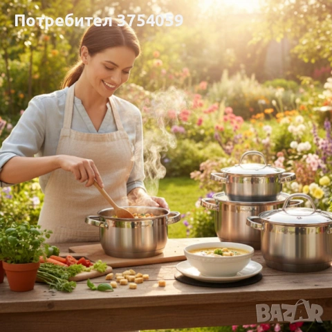 Cheffinger - комплект тенджери от неръждаема стомана – здравина, стил и готвене без компромис, снимка 3 - Съдове за готвене - 53078964
