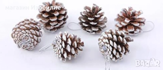 Комплект от 6 или 12 броя коледни шишарки, снимка 2 - Декорация за дома - 52294009