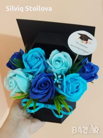 💙🎓💙🎓Тематичен букети със сапунени рози