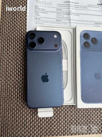 НОВ❗ 36М ГАР❗ 512gb❗️ phone 17Pro max ❗️Лизинг от 51€/мес❗️ deep blue син, снимка 5 - Apple iPhone - 53912408