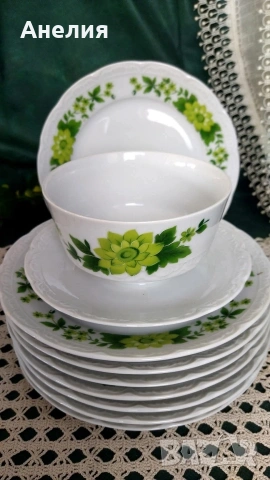 Mitterteich Bavaria зелени цветя, снимка 5 - Чинии - 53208140