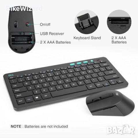 Rii RKM709 2,4Ghz безжична клавиатура и мишка НОВИ, снимка 5 - Клавиатури и мишки - 46264902