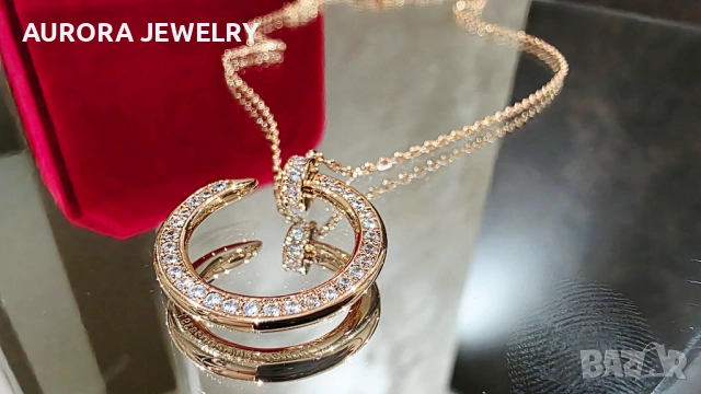 CARTIER Nail Juste un Clou Rose Gold Paved Diamonds Дамско Колие Пирон