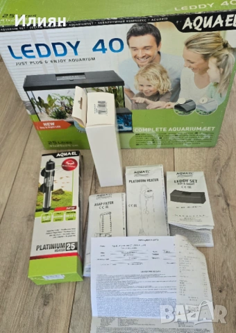 Аквариум Aquael Leddy 40, напълно оборудван + подарък камъчета и миди, снимка 2 - Аквариуми - 53772056