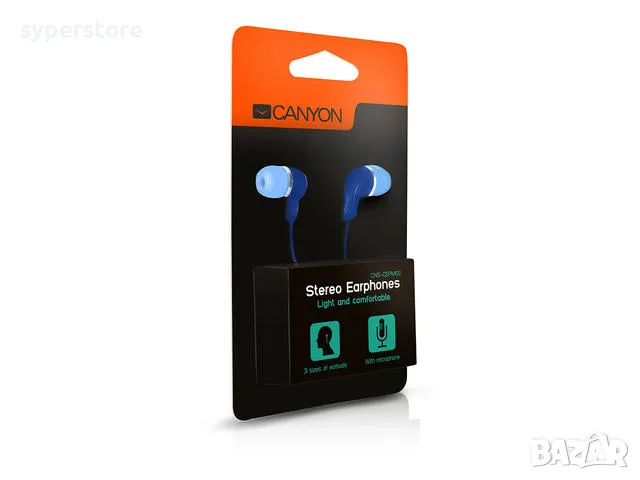 Слушалки с микрофон CANYON CNE-CEPM01BL , сини, слушалки тип "тапи", за уши, In-Ear,  Stereo Earphon, снимка 3 - Слушалки и портативни колонки - 49632186