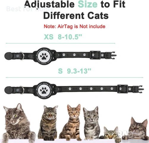 Нашийник за котки Airtag Breakaway, Светлоотразителен, тракер, снимка 7 - За котки - 53379825