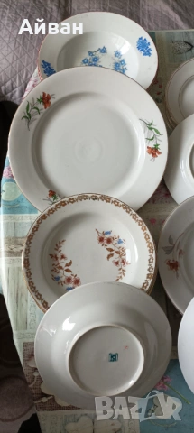 Стари български порцеланови чинии и плата , снимка 2 - Чинии - 53154071